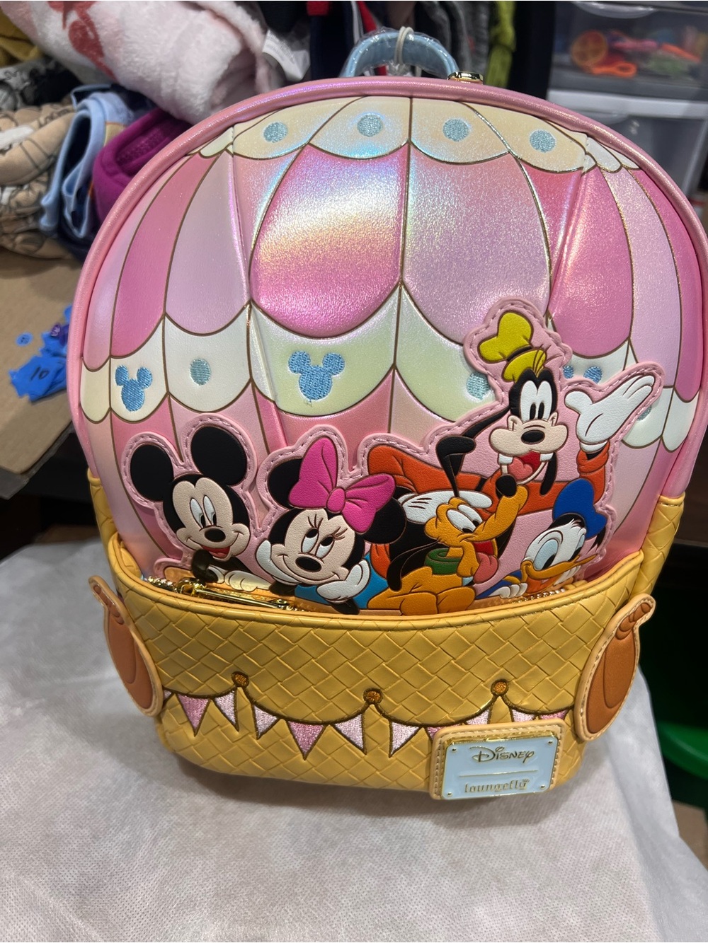 Loungefly Pink and Yellow Mickey & Friends Hot Air Balloon Kids Backpack
